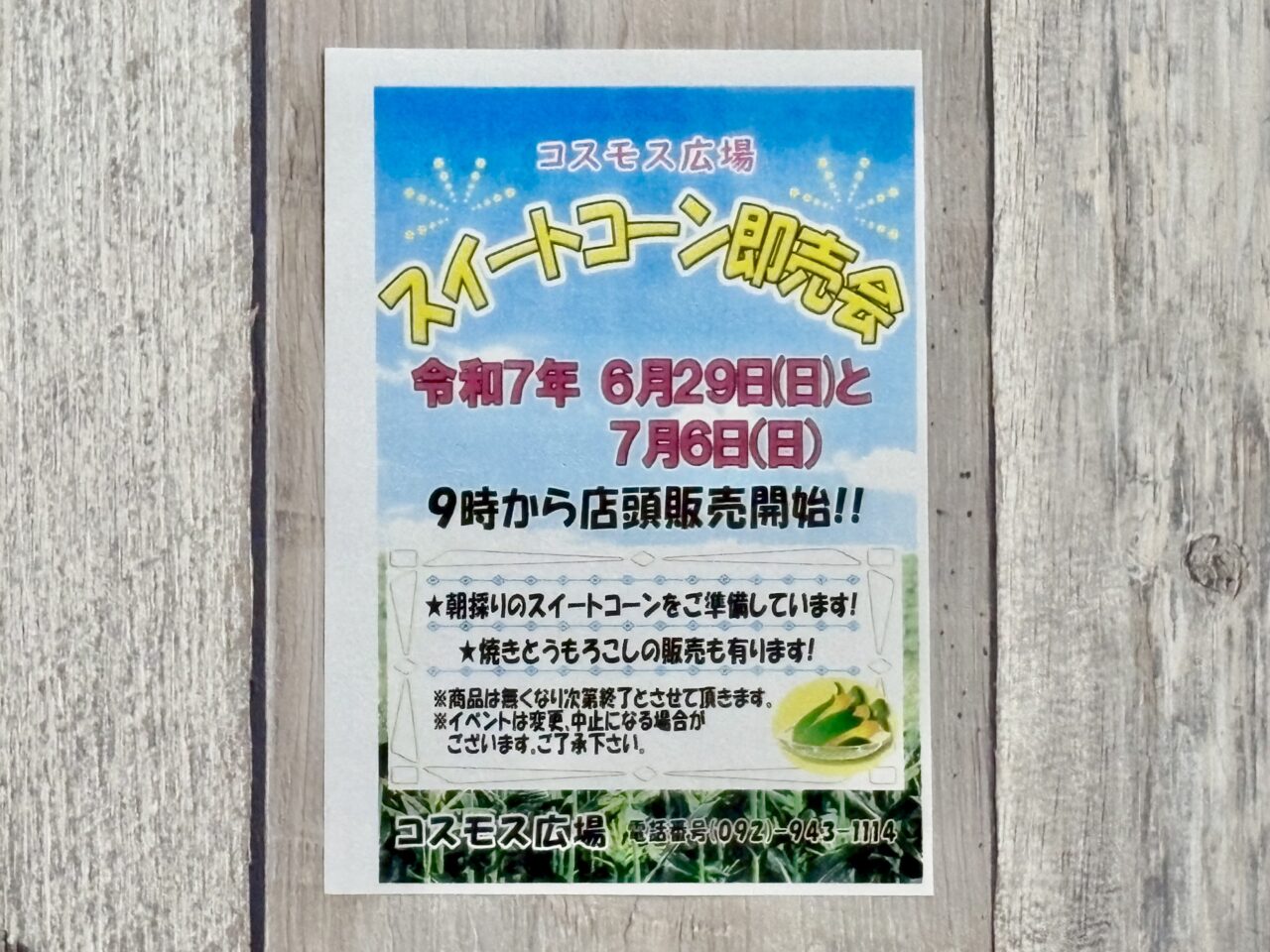 コスモス広場 スイートコーン即売会
